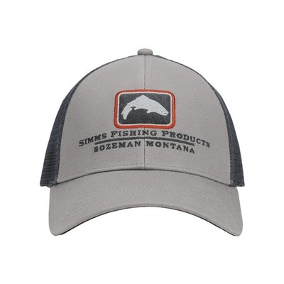 Simms Fishing Trout Icon Trucker Hat Cap - Cinder Grey Color - NEW!