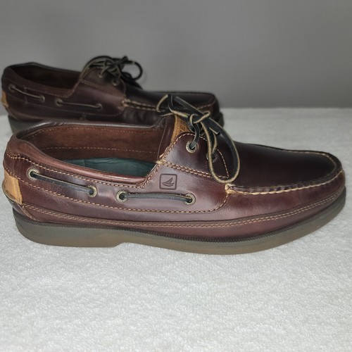 Sperry Mako 2 Eye Canoe Moc Boat Shoes Genuine Brown Leather Men's Size 11.5 M - Picture 16 of 22