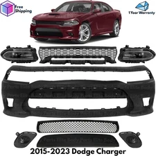 Front Bumper Cover Fascia & Grille Assembly Kit For 2015-2023 Dodge Charger