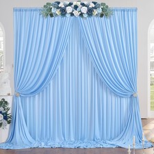 10ft x 10ft Wrinkle Free Baby Blue Backdrop Curtain Polyester Drapes 2 Panels