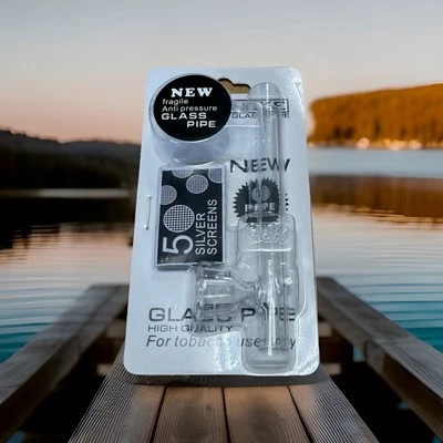 D&K Glass Smoking Clear Tobacco Pipe & 5 Free Screens Included Free Delivery