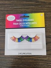 Rainbow Tinsel Eyelashes Self Adhesive Halloween Costume Cos Play Pride New Pair