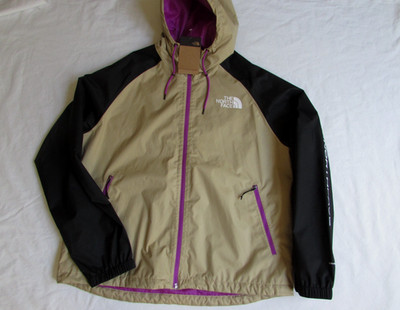 The North Face Beige Colorblock Rain Windbreaker Jacket Hooded Lightweight Sz XL
