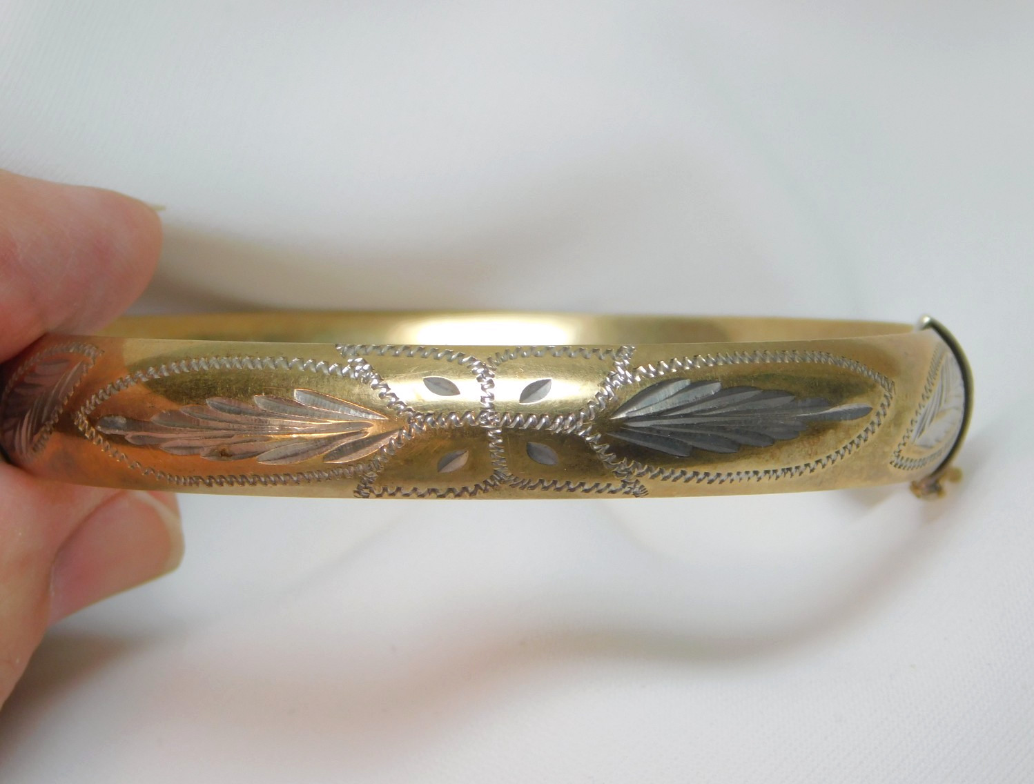 GOLD FILLED OVER SOLID STERLING SILVER ENGRAVED B… - image 4