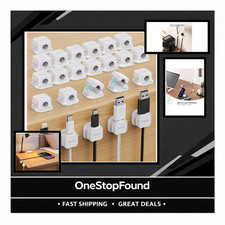 24 Pack Magnetic Cable Clip Organizer - Adhesive Cord Holder for USB Phone Cab