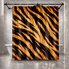 Bold Tiger Stripes Print Shower Curtain Wild Theme Animal Bathroom Decor
