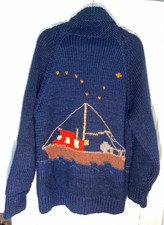 Suéter Vintage Cowichan Cremallera Ancla Barco Náutico Para Hombre Talla XL.  d705