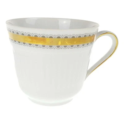 Kaffeetasse 0,2 L Seltmann Weiden Vohenstrauß Goldring graue Halbkreise - Bild 1 von 3