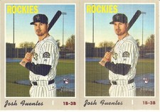 2 CARD 2019 TOPPS HERITAGE JOSH FUENTES BASEBALL CARD LOT