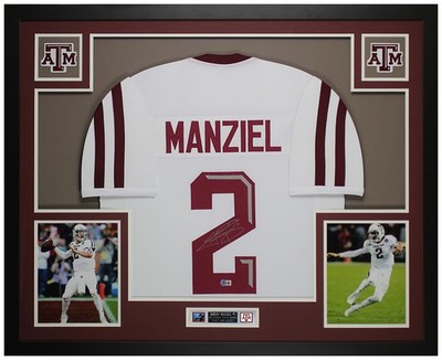 Johnny Manziel Autographed Framed White Texas A&M Jersey Beckett
