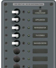 BLUE SEA 8059 AC BRANCH CIRCUIT BREAKER PANEL, 8-POSITION, 15-AMP, 120-VOLT