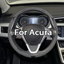 15 Nappa Leather 3pcs Segmented Steering Wheel Cover For Acura Carbono Gray