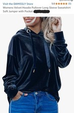 Black Damissly Women's Soft Velvet Hoodie Pullover Sweatshirt W/Pocket XLARGE