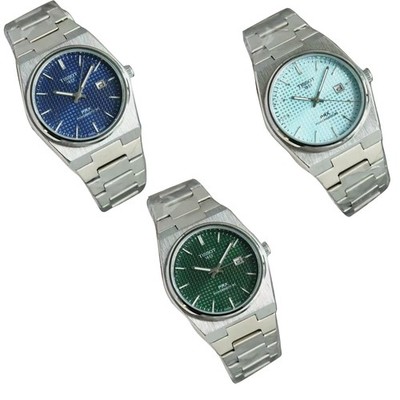 New Tissot PRX Mens Watch Wristwatches Green/Blue/Light Blue including the box