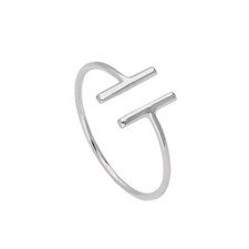 Sterling Silver T Bar Ring Size J - W T-Bar Shape Rings