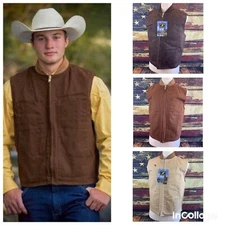 Wyoming Traders Mens Dillon Waxed Waterproof Canvas Ranch Wear Cowboy Vest