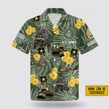 Custom Name US Army Veteran Hawaiian Shirt, US Army Hawaiian Shirt