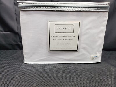 NEW Premier Luxury Home Collection Queen White 4 Piece Sheet Set