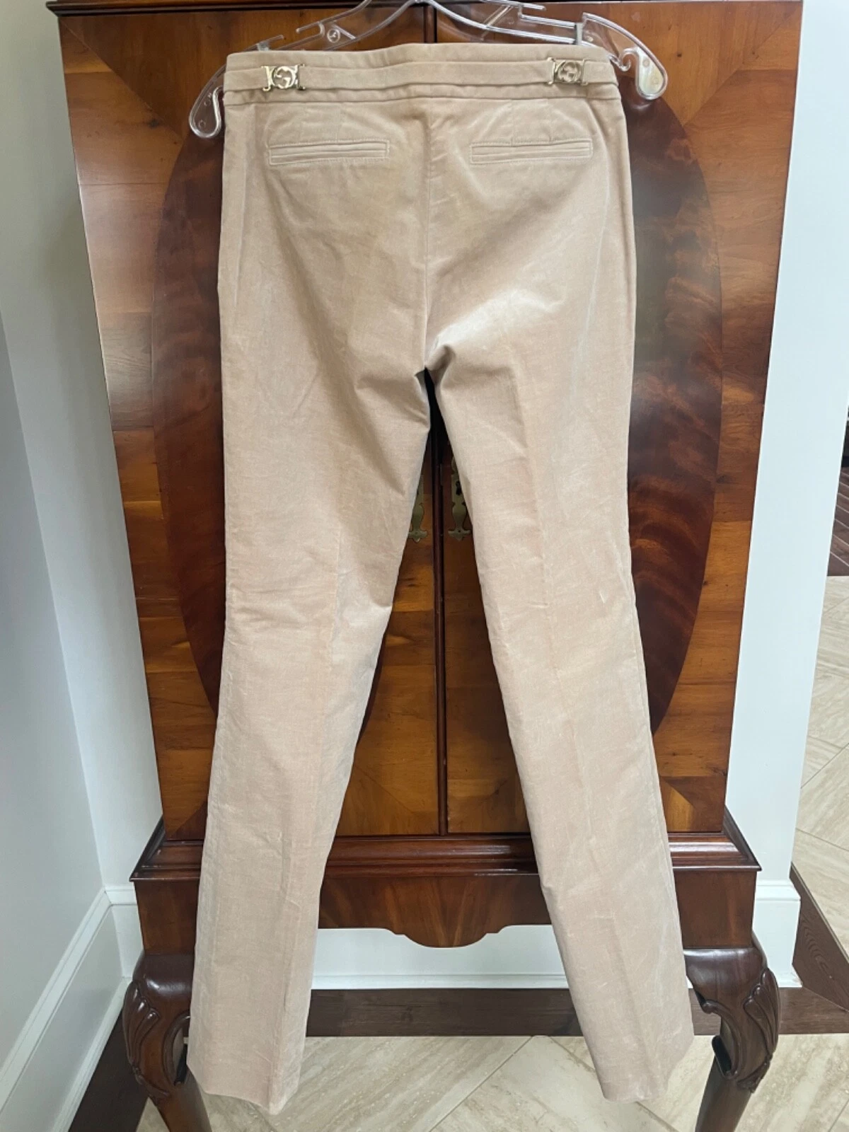 Pantalon bas GUCCI 40 velours beige/plat/166984 femme excellent état italie