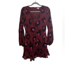 Love Fire Animal Print Ruffle Wrap Dress Women's Size Medium