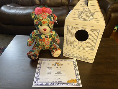 Build A Bear FRIDA KAHLO Teddy Bear Plush W/ Flower Headband & Birth Certificate
