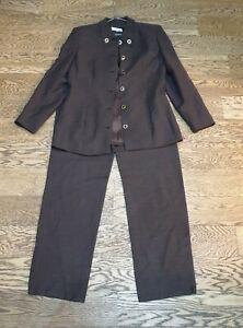 Tailleur Abito Vintage Valentino Garavani Jacket And Pants 90s Wool Dress Brown Ebay