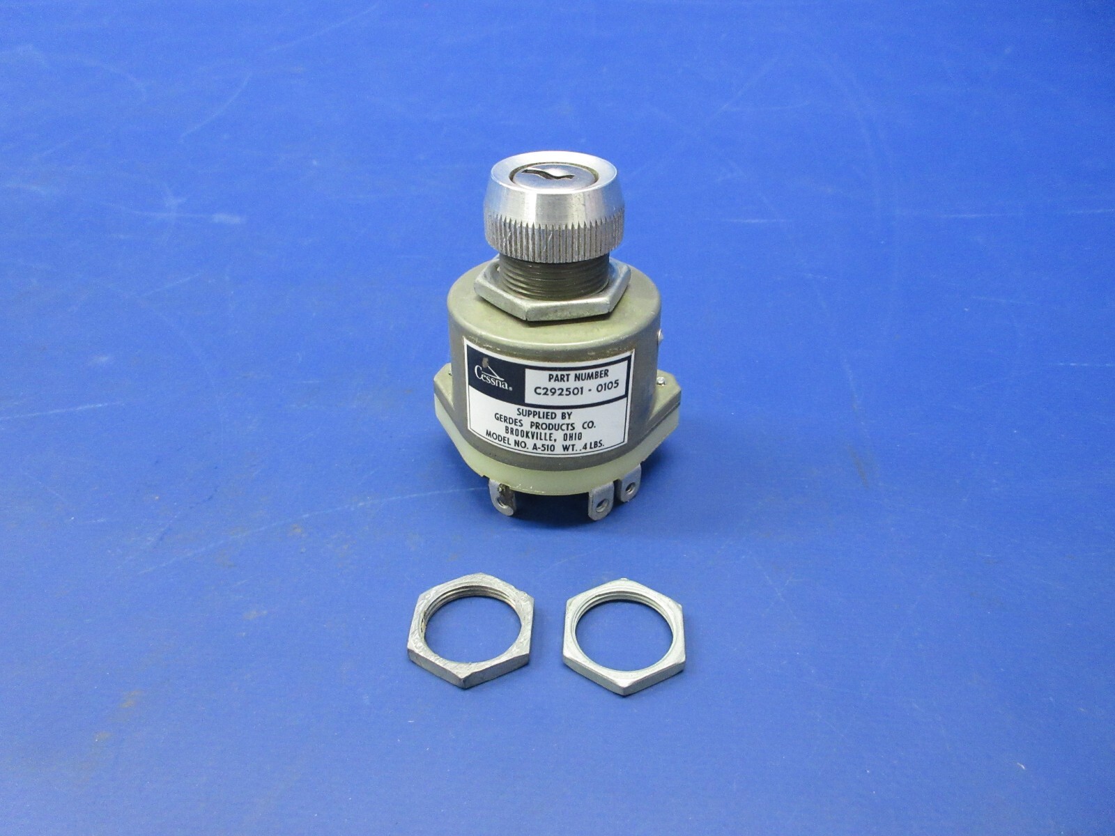 Cessna A-510 Gerdes Ignition Switch P/N C292501-0105 NO KEY (0625-1250)