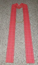 CLERGY OFFICIANT STOLE VESTMENT RED & WHITE VINTAGE CUSTOM MADE