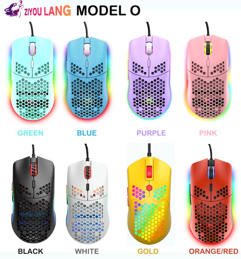 Wired Gaming Mouse Model O 69G Honeycomb Shell 6400 DPI USB Gaming Mice PC  PS4