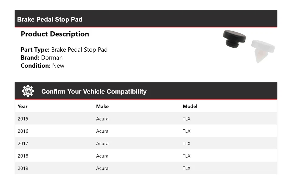 Pastilla de freno para Acura TLX Dorman 2015-2019 2016 2017 2018 Foto 2 de 3