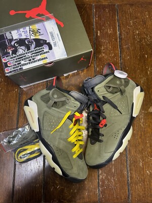 [黒タグ、領収書付き] Travis ×Jordan6 mediam olive Air Jordan 6 Travis Scott Medium Olive - Sneakers CN1084-200
