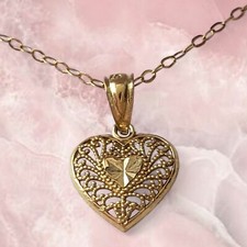 Charming Girl Kids' 10k Gold Small Heart Pendant 15" GF Chain Necklace