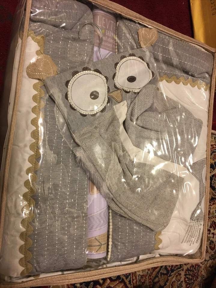 Levtex Baby - Juego de cama de cuna Night Owl - Juego de guardería para bebé - Gris tostado y crema... Foto 2 de 2
