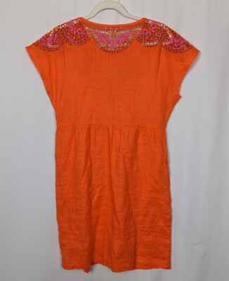 NWT BODEN sz. 6R Fleur Embroidered Linen Dress Knee Length Crochet Eyelet  Lace | eBay