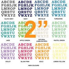 FABRIC LETTERS IRON ON - Die Cut - 2" SIZE - NEW Colours - OLD STYLE