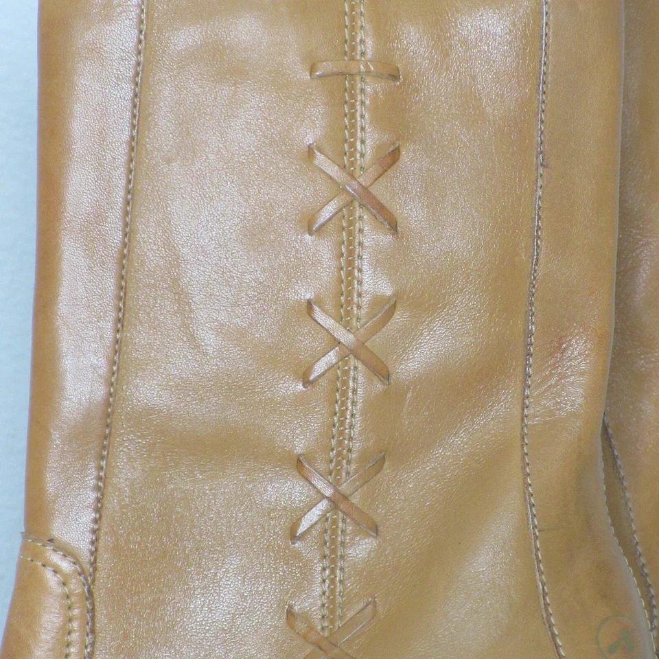 Botas de aguja Bronx para mujer de cuero marrón con cremallera lateral media pantorrilla 3 1/2" 6 1/2 M B28 Foto 4 de 4