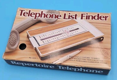 VTG Telephone List Finder Flip Up Phone Number Book Index Black & Chrome NEW