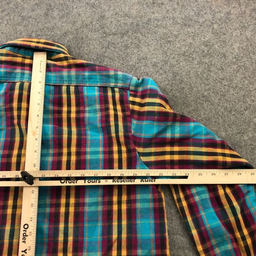 Vintage Five Brother Shirt Mens Large Blue Yellow Plaid Flannel Button Up Work * - Picture 12 of 14