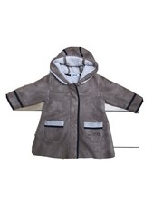 Donna Karan Beige Faux Fur Teddy Hooded Coat