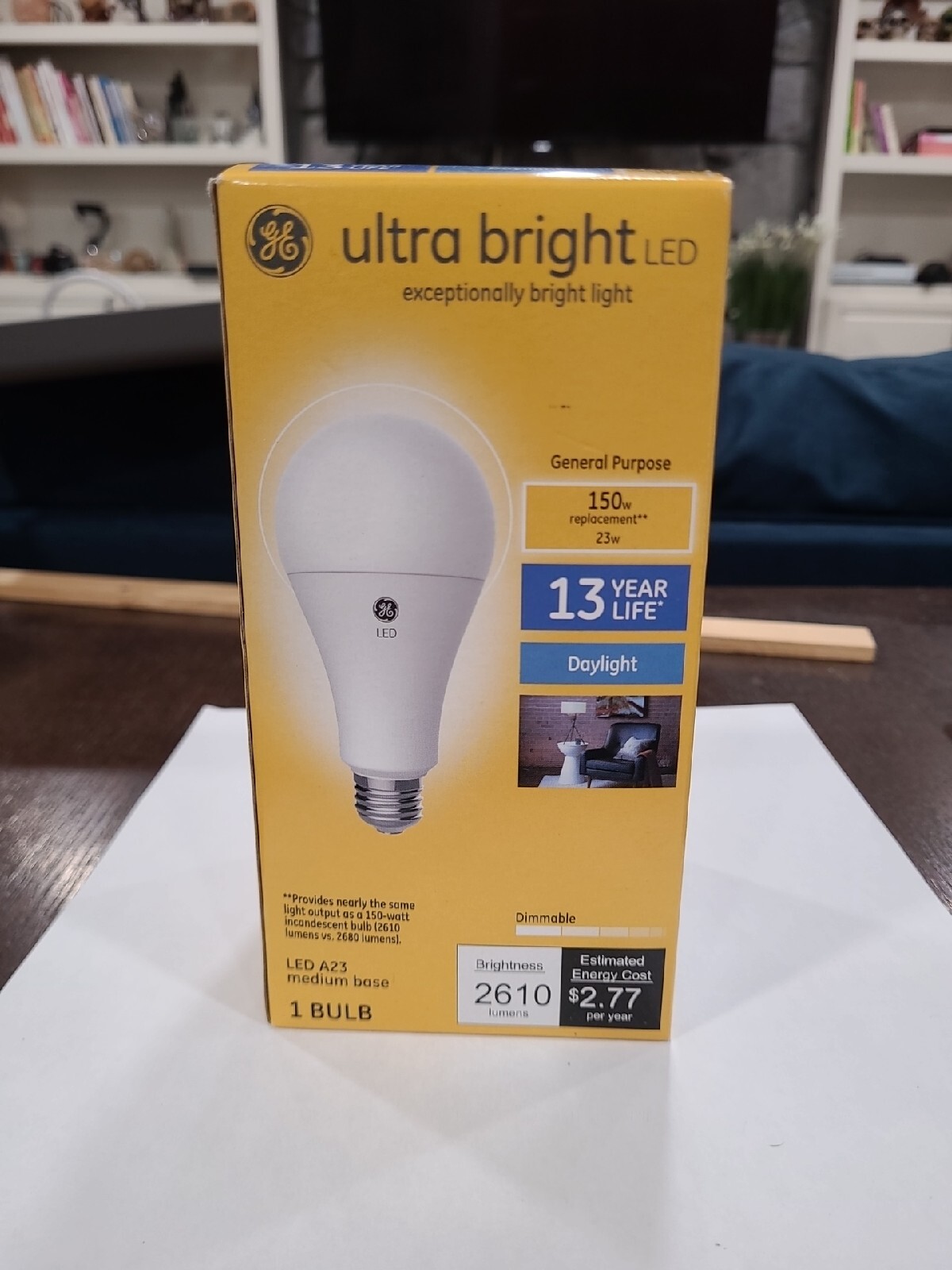 GE Ultra Bright LED 150w/23w Light Bulb, Medium Base, 2610 Lumens, Daylight B3