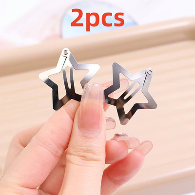 2-50Pcs Star Hair Clips for Girls Filigree Star Metal Snap Clip Hairpins Barrett