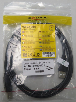 Delock 84897 USB 2.0 Kabel Typ-A Stecker   Typ-B Stecker 2m Schwarz
