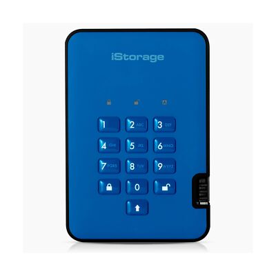 iStorage diskAshur2 HDD 500GB Blue - Secure portable hard drive - Password pr...