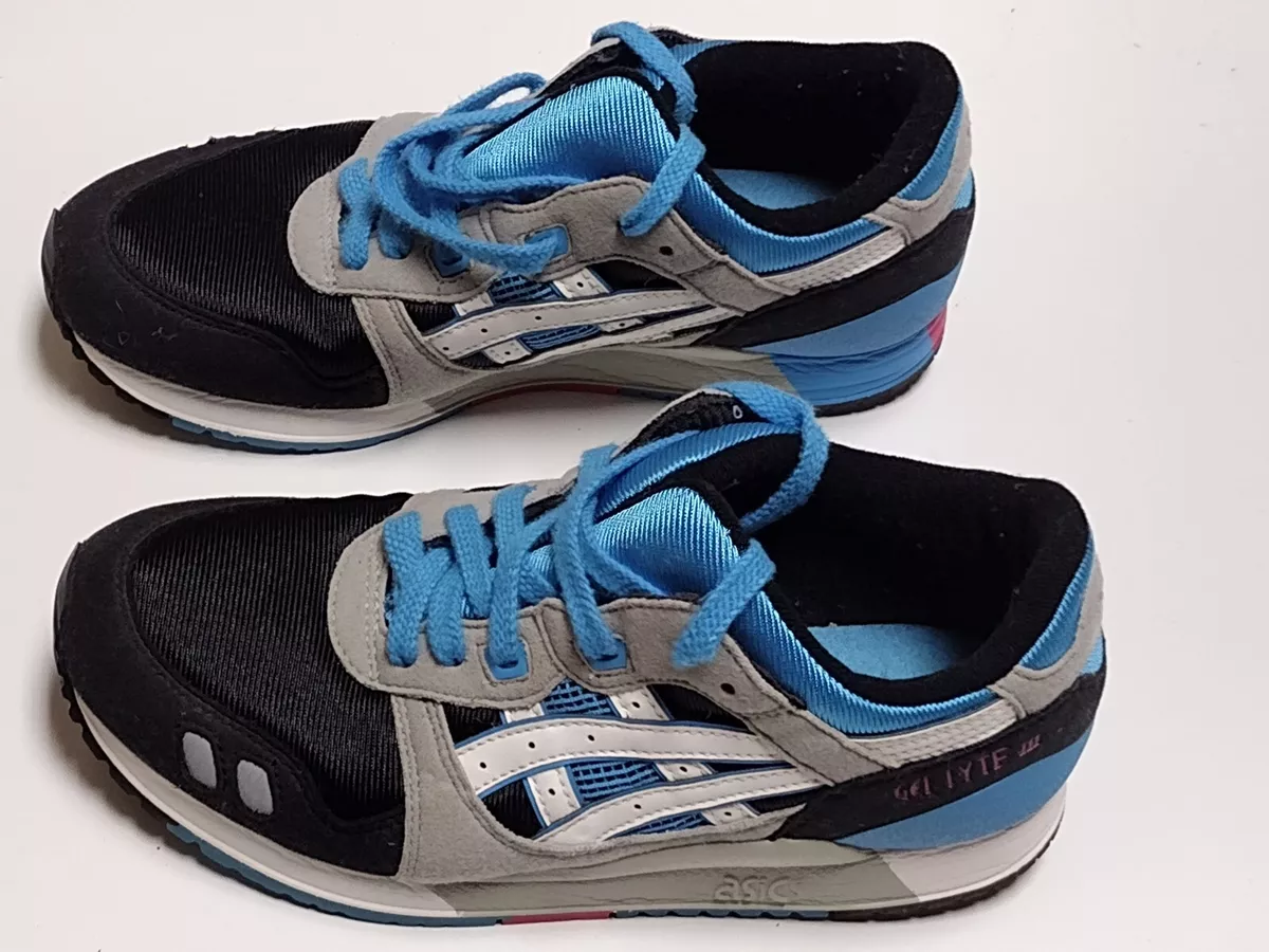 Asics Mens Gel Lyte 3 C5A4N Black and Blue Running Shoes Sneakers Size 4