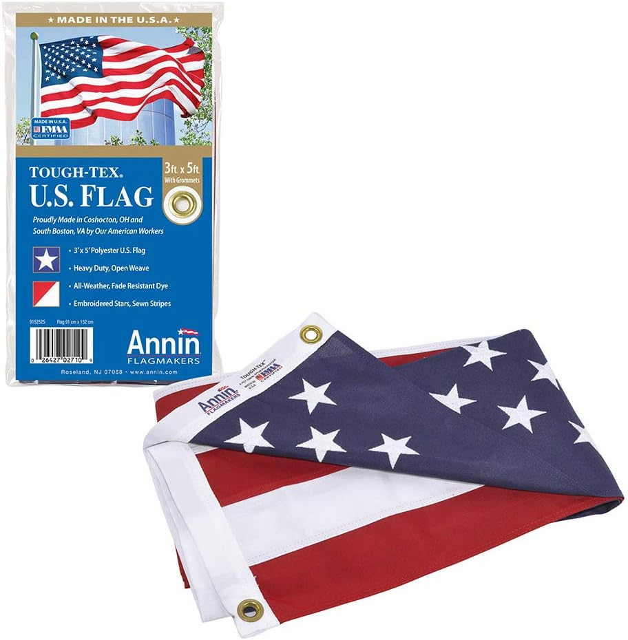 American Flag Tough-Tex Polyester Flag, 3 X 5 Feet (Model 2710) 100% MADE in USA