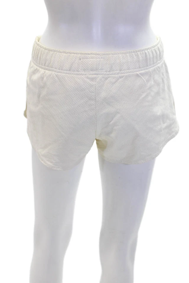 Pantalones Cortos Atléticos Rails Mujer Cuero Perforado Cintura Elástica Beige Talla S Foto 3 de 4