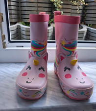 Mädchen Gummistiefel rosa Einhorn Regenbogen...