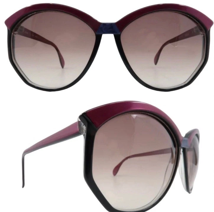20 世纪 70 年代超大剪影太阳镜,拼色黑色/紫色,Mod 3089 — 第 4/4 张图片