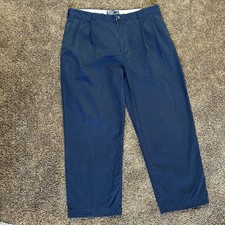Vtg Polo Ralph Lauren Hammond Pleated Chinos Navy Blue 38x27.5 Made in Singapore
