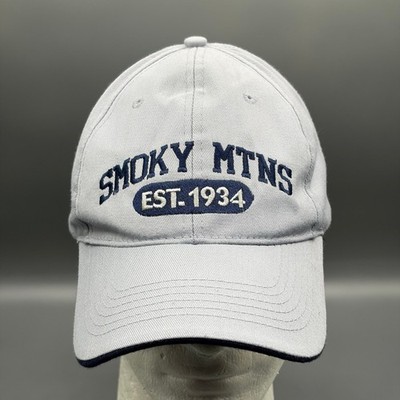 Smoky Mtns J Hats Baseball Cap Men's Adjustable Est. 1934 Gray Navy Dad Hat